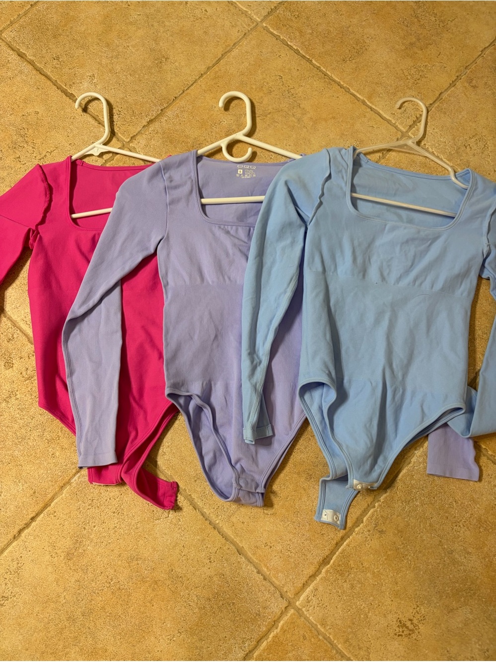 Long Sleeve One-Piece Bodysuit - Pink, Lavender, Light Blue Sz small